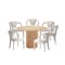 Manhattan Comfort 7-Piece Hathaway 59.05 Round Dining Set in Natural with 6 Flor Dining Chairs in Ivory 6-DT05DC088AR-NAIV - alternate 2